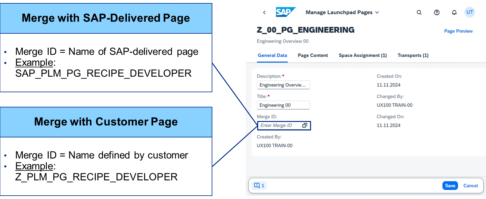 Manage Pages 中 SAP Fiori 页面合并选项的截图。