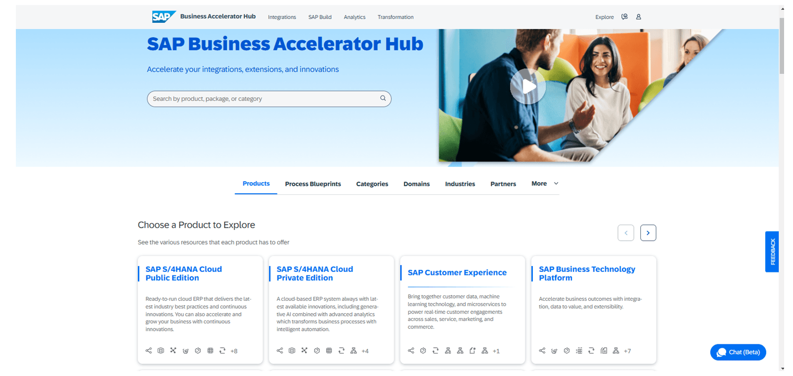 SAP Business Accelerator Hub 的登录页面
