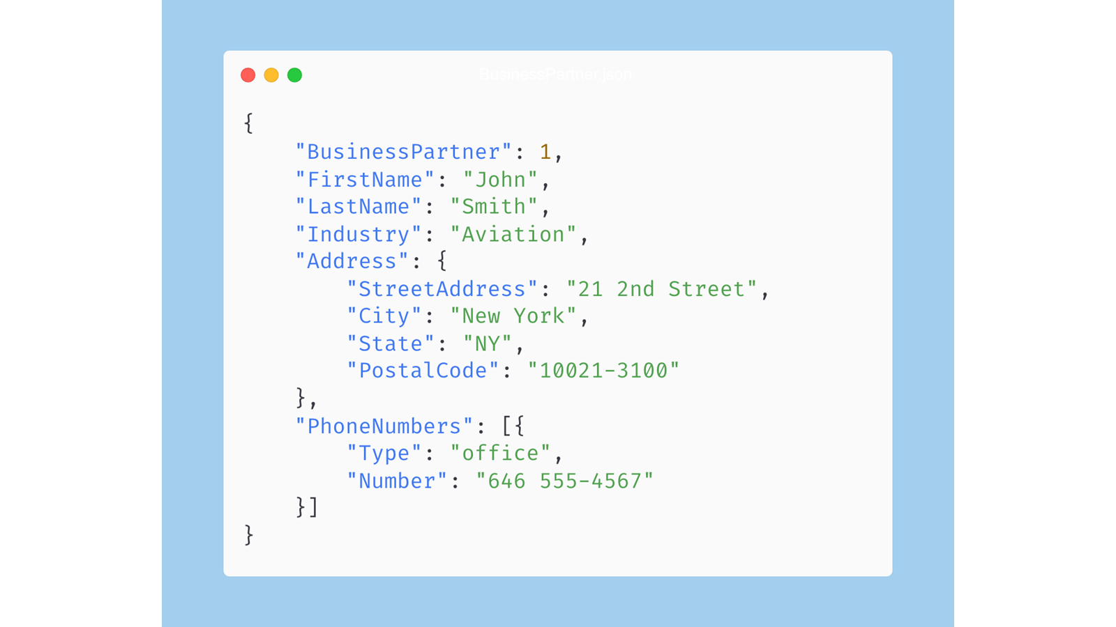 该图展示了一个 JSON 示例。