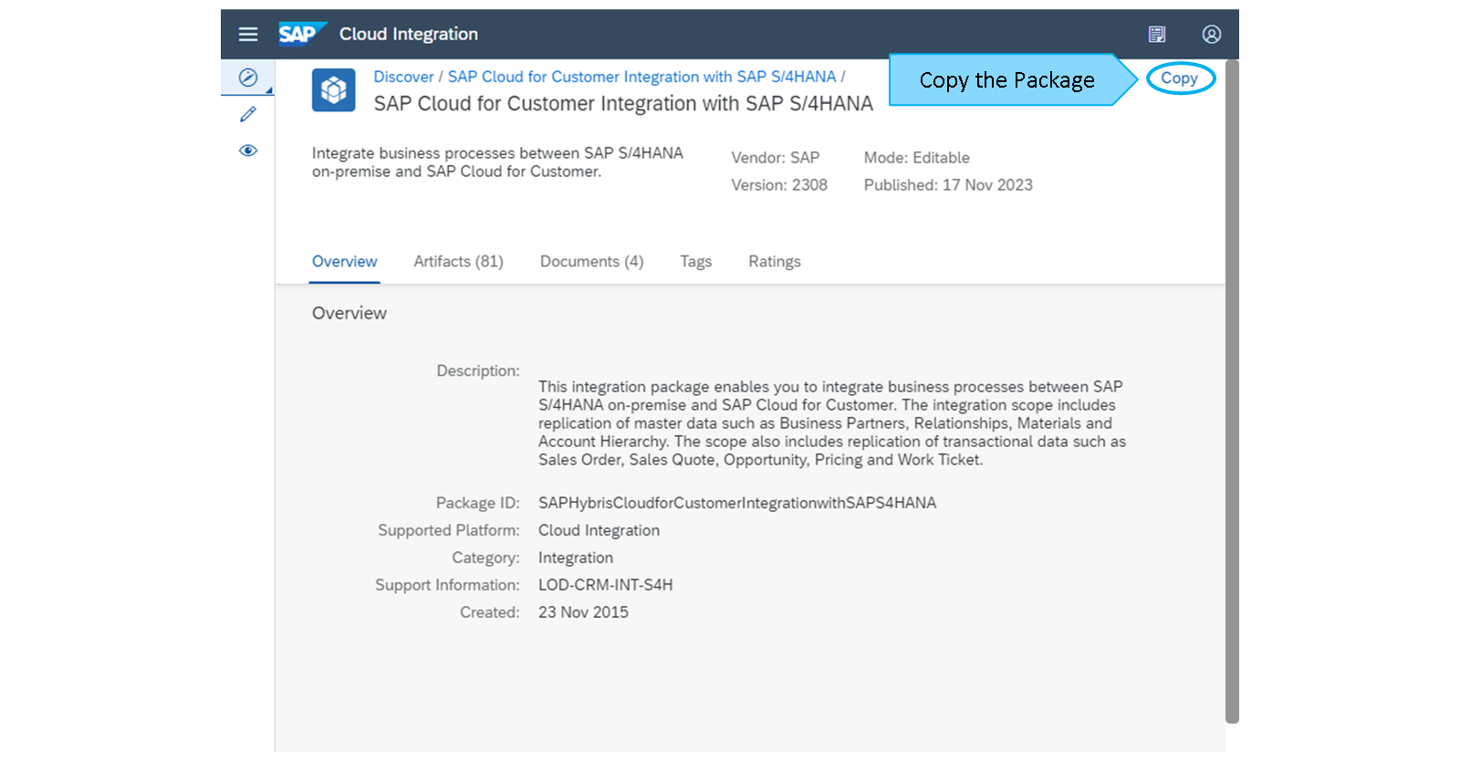 CopyIntegrationPackage