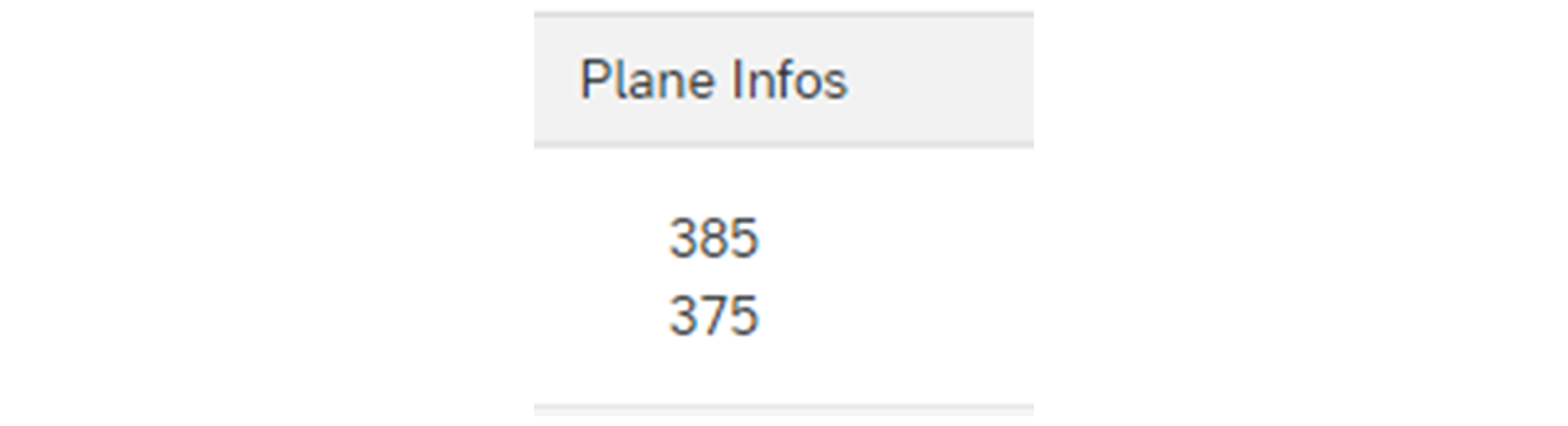 生成的应用程序 Plane Infos，包含两个数字。