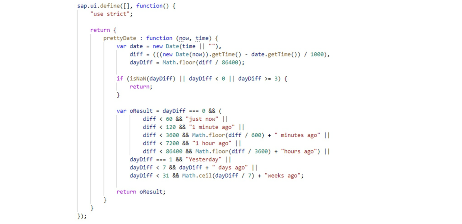 Formatter.js 函数代码的屏幕截图。