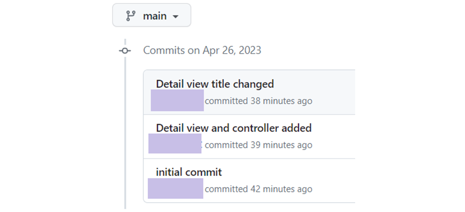 Github 网页截图，显示更改历史。