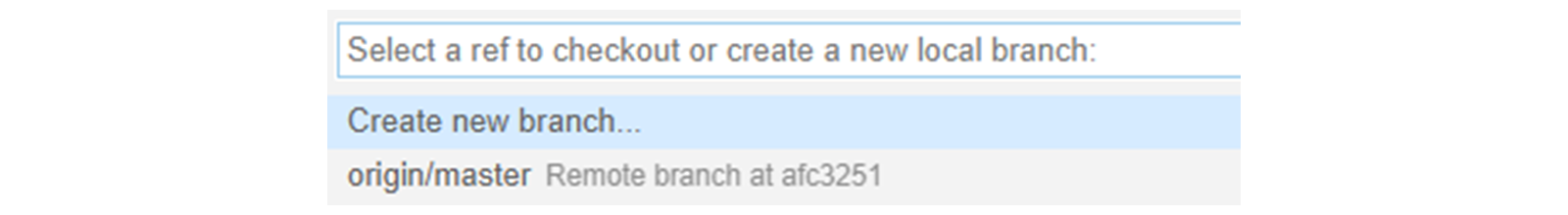 命令行截图。选择 Create new branch