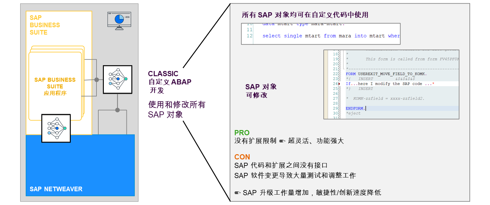 传统可扩展性选项存在 SAP S/4HANA Cloud 问题。
