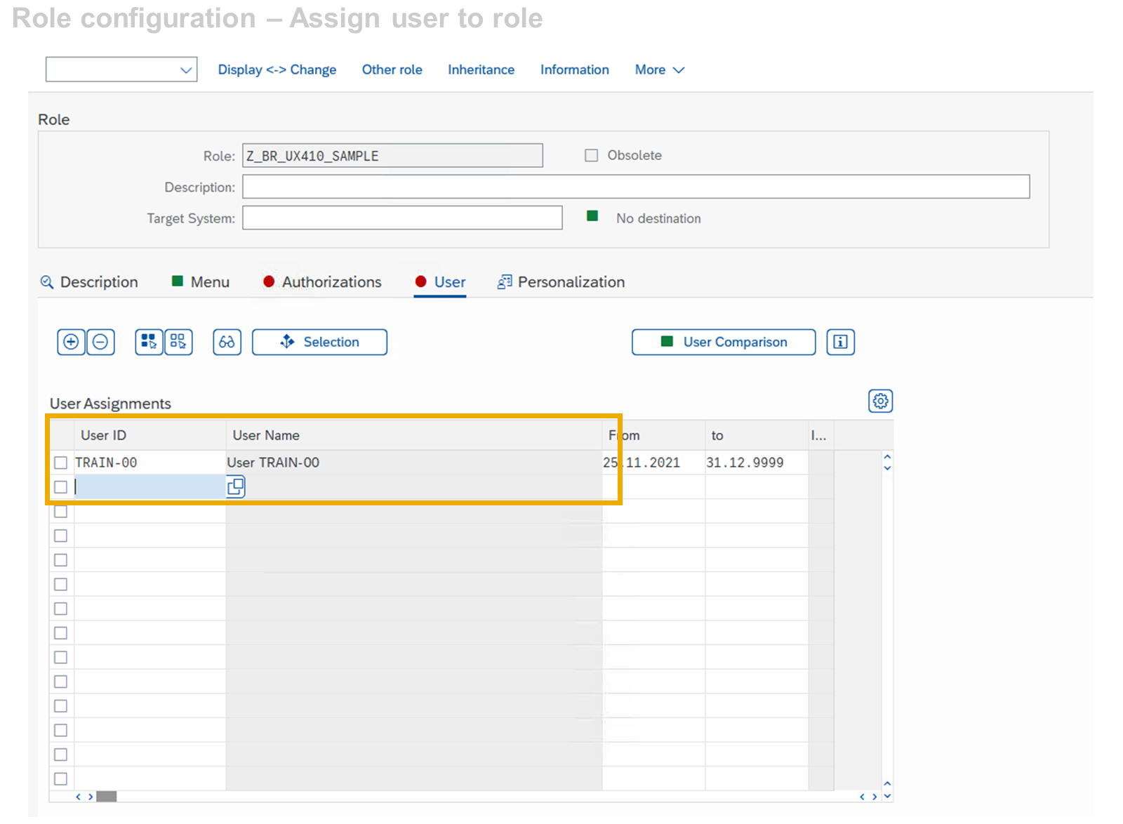 在 User Assignments 列表中,添加 User ID。
