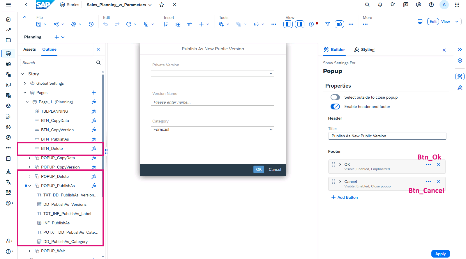 POPUP_PublishAs 的配置。