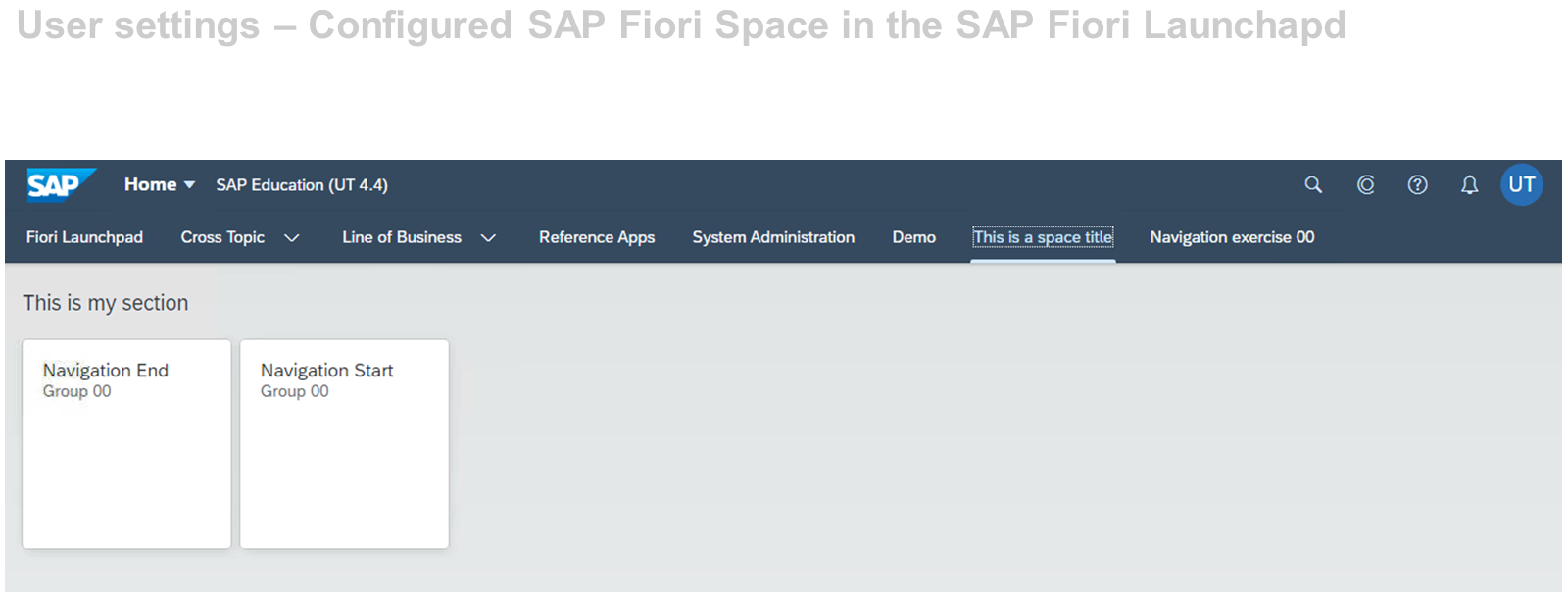 SAP Fiori launchpad 中的示例空间。