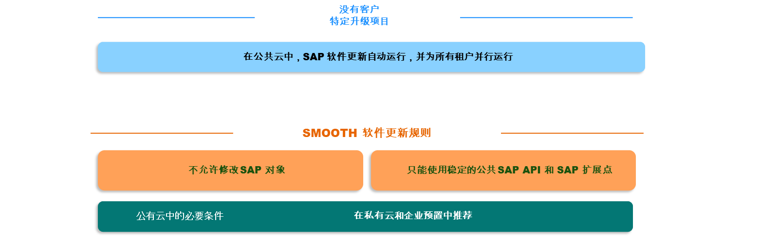 在 SAP S/4HANA Cloud Public Edition 中，软件更新自动运行，并针对所有客户租户并行运行。