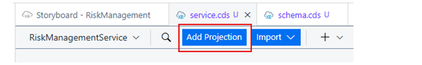 已选择 Add Projection 按钮