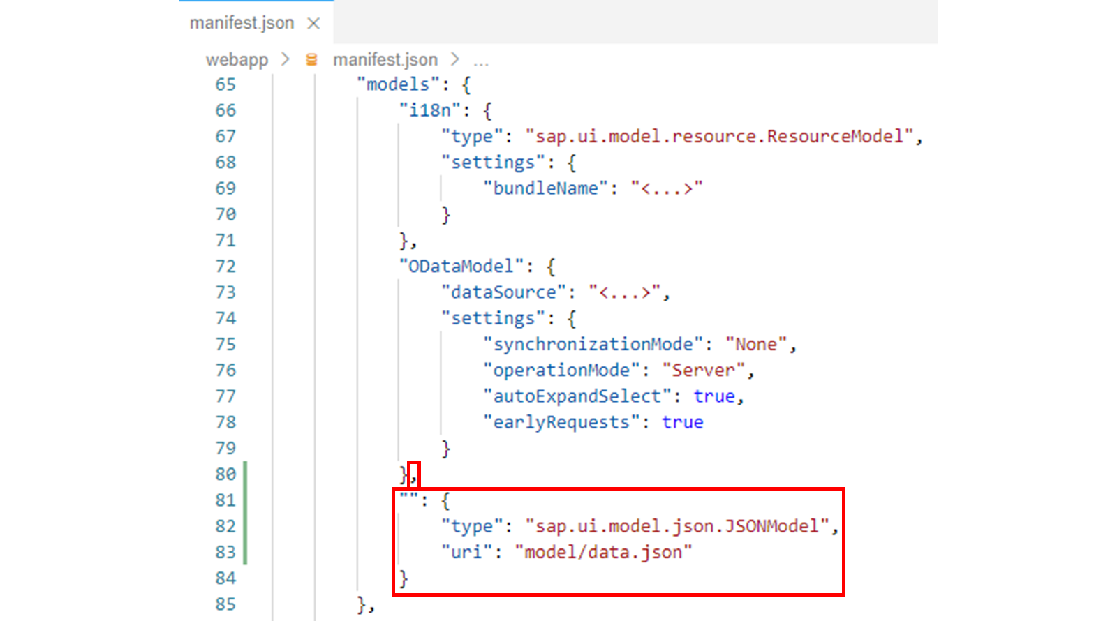 manifest.json 文件的 models 部分。