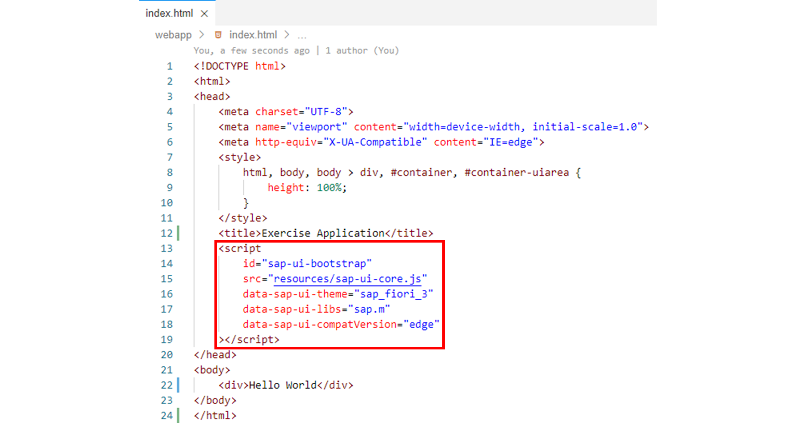 HTML 代码的截图,突出显示了 script 标签。