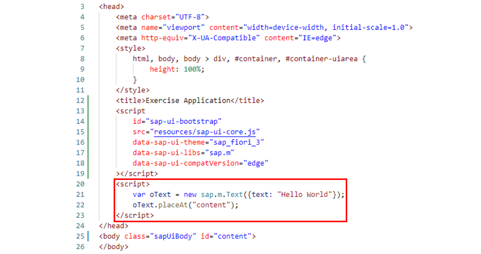 HTML 代码的截图,突出显示了 script 标签。