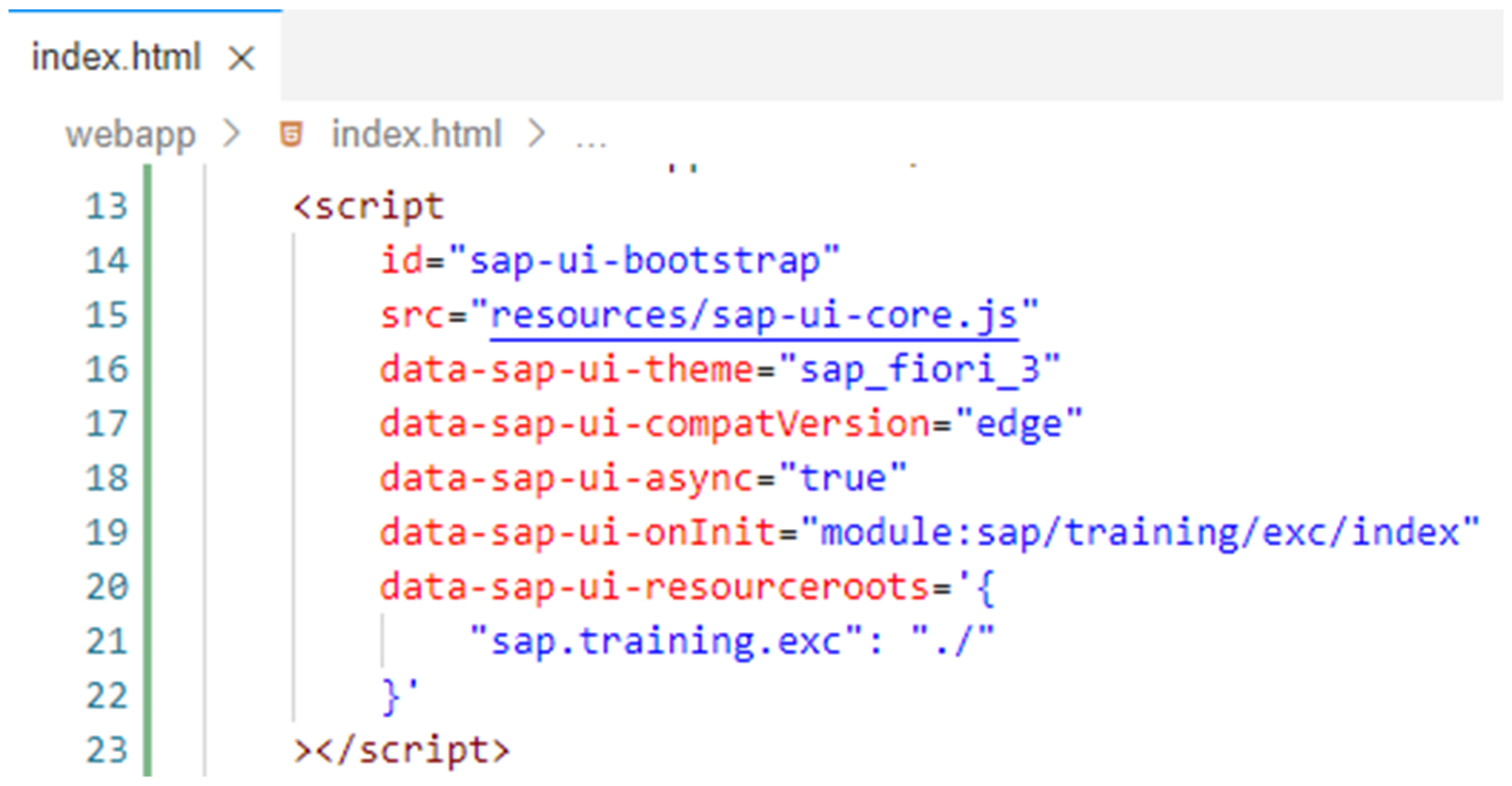 HTML 文件中 script 标签的截图。