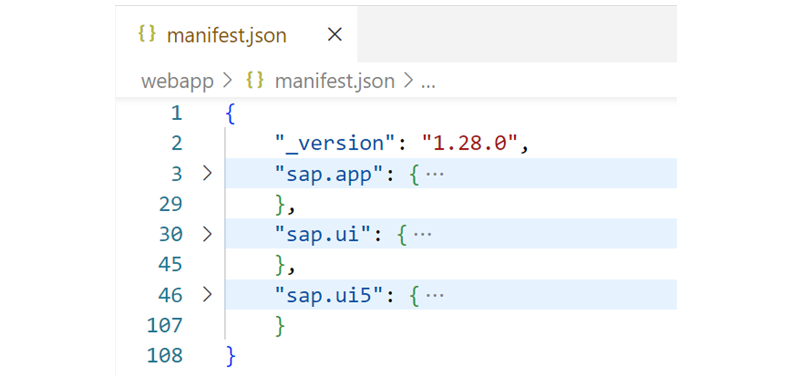 manifest.json 文件的截图,如文中所述。