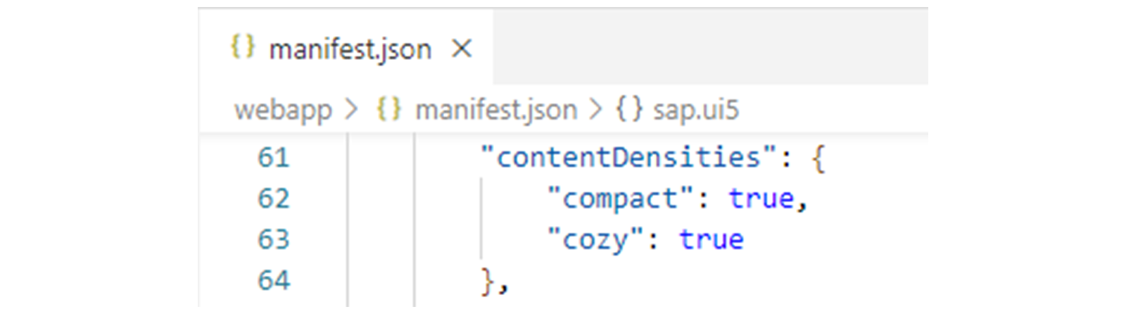 manifest.json 代码的截图，如正文所述。