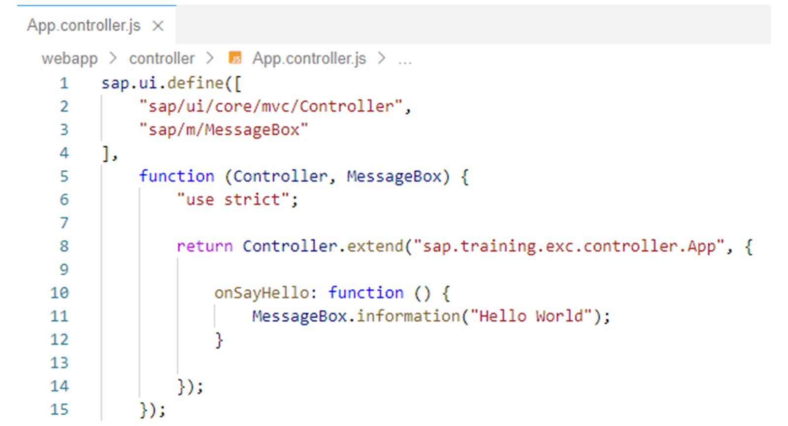 更新后的 app.controller.js 文件的屏幕截图。