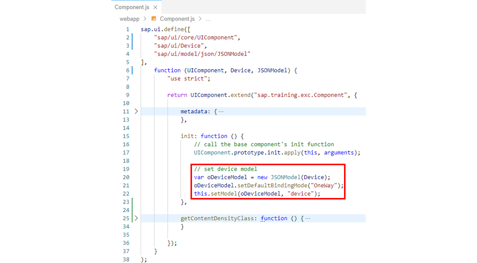 XML 文件，突出显示了设备模型代码。