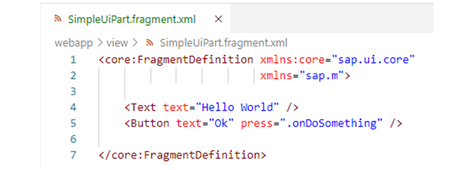 示例 XML 片段代码,如正文所述。