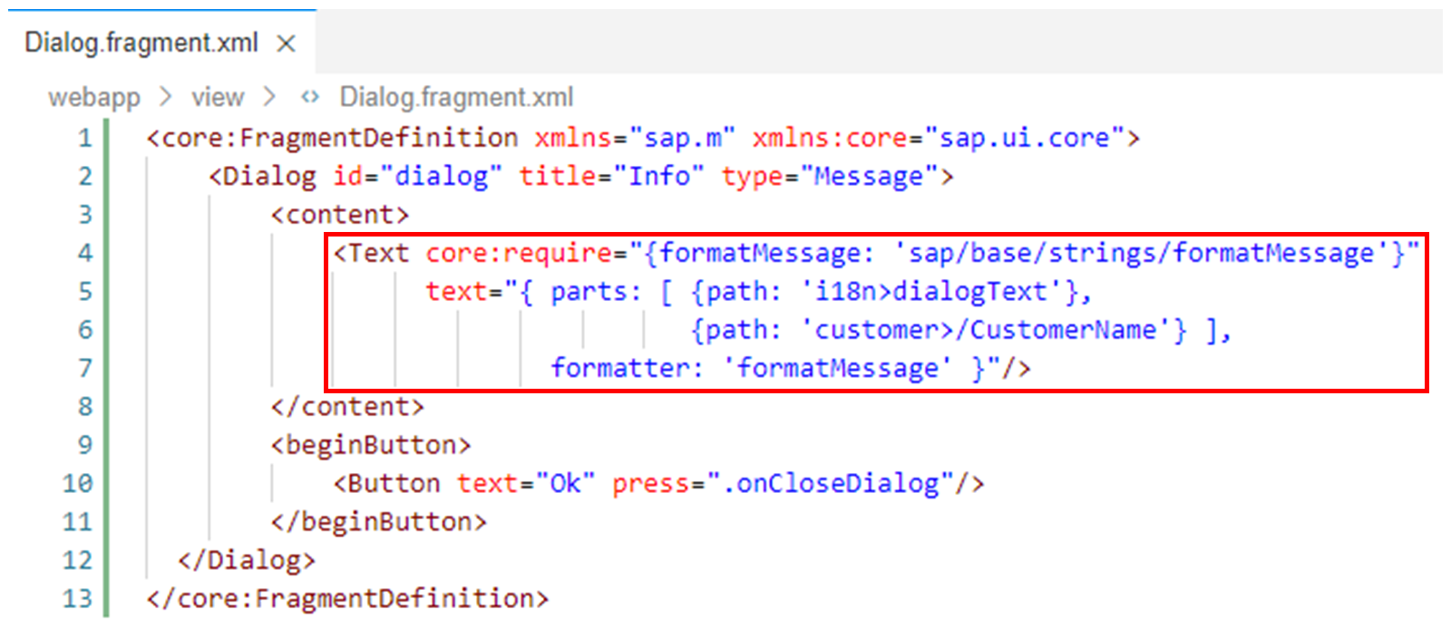 XML 文件，高亮显示 Text 标签。