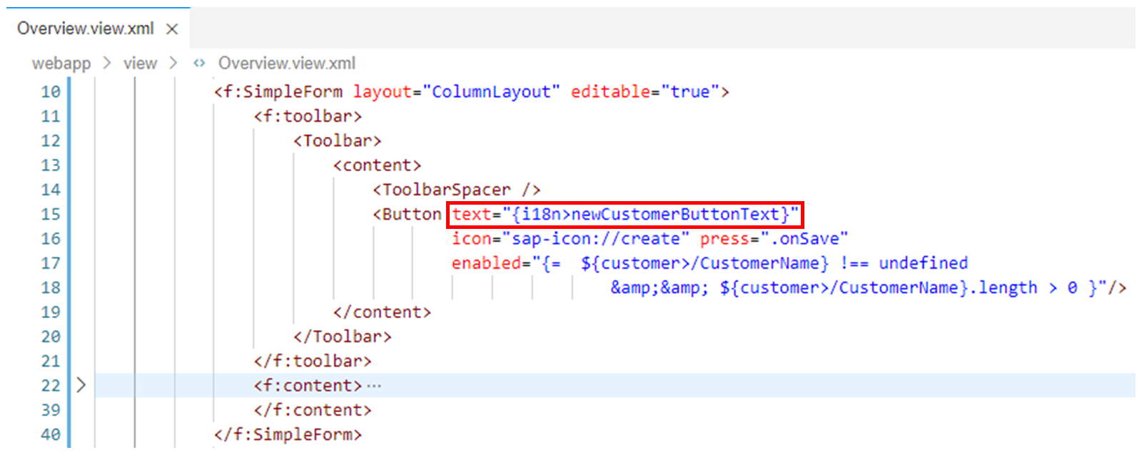XML 文件，高亮显示 button 标签。