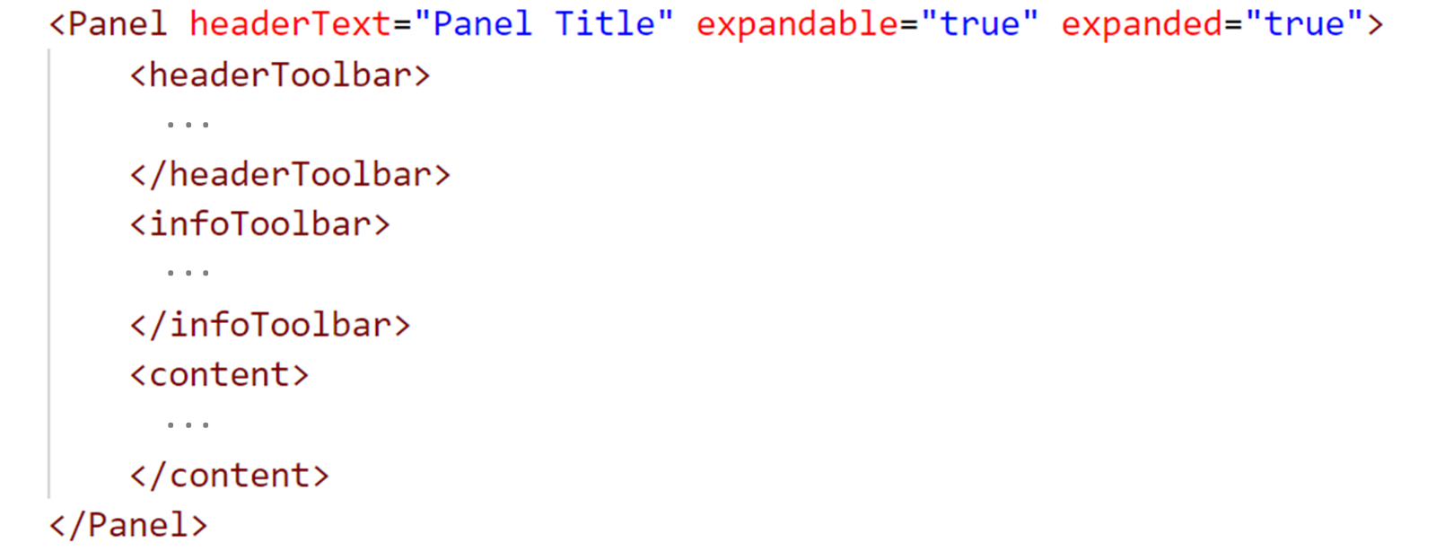 sap.m.Panel 代码的截图，如正文所述。