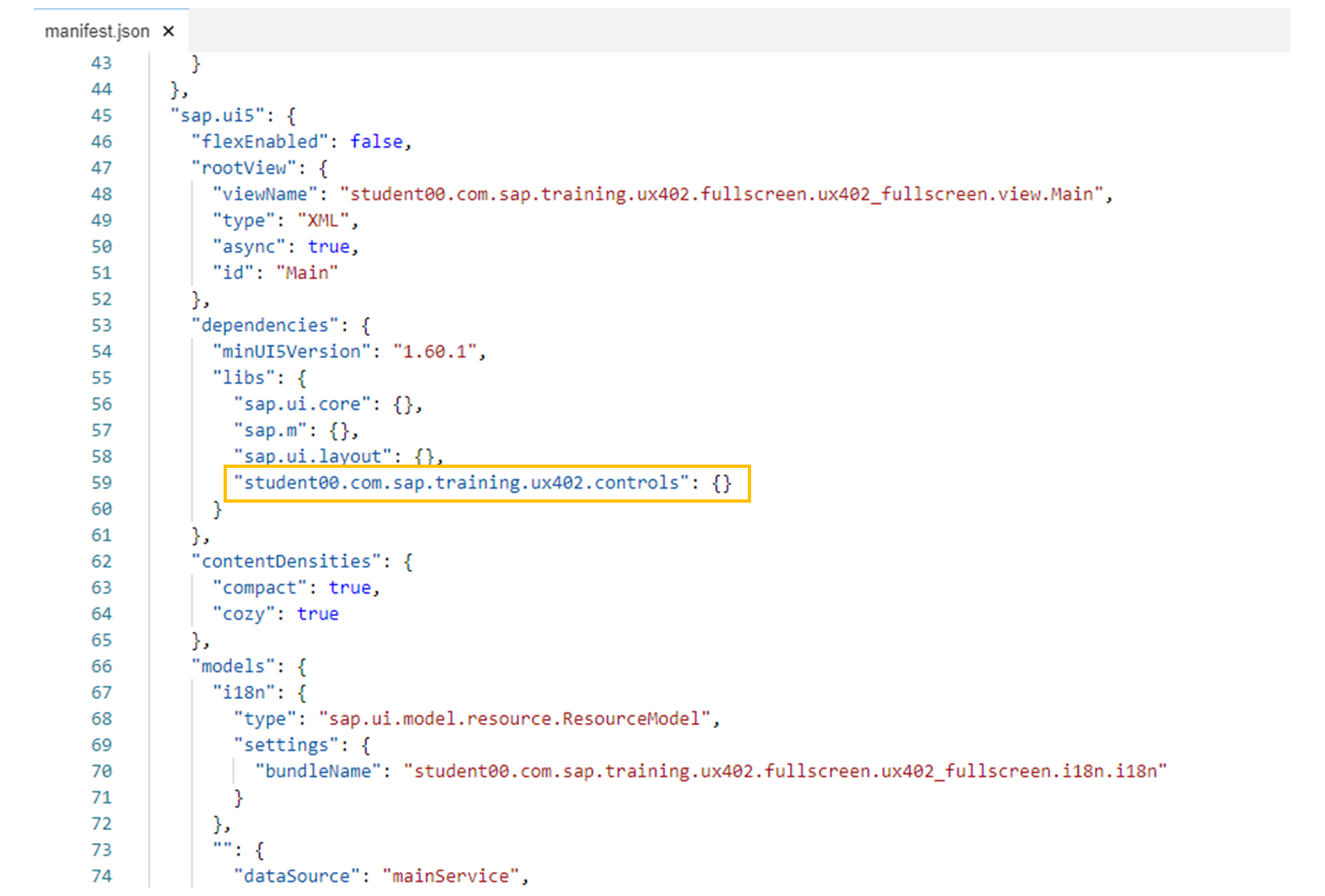 已将库添加到依赖项中的示例 manifest.json 文件。