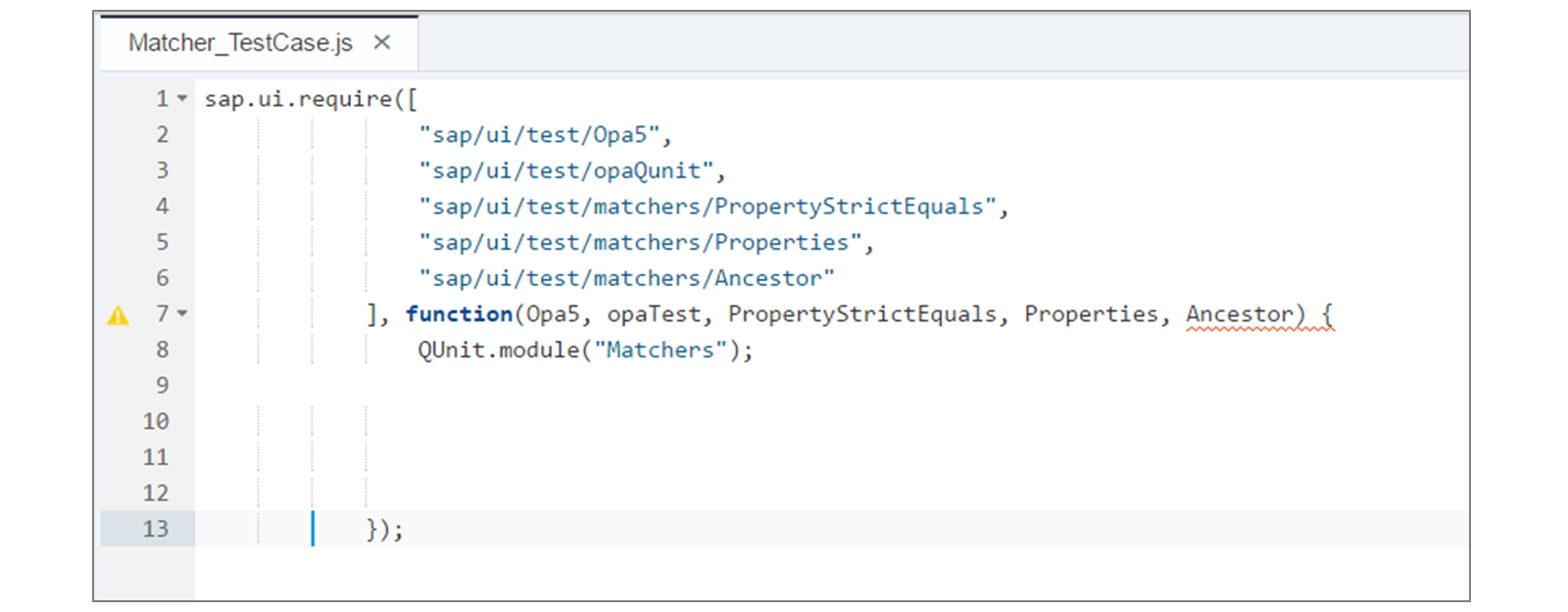 示例 TestCase.js 文件。