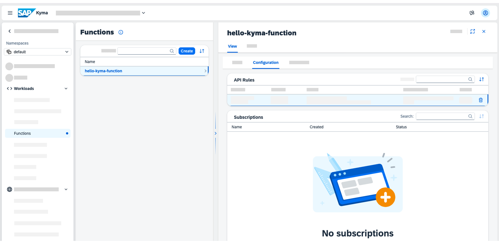 Kyma dashboard 中的订阅